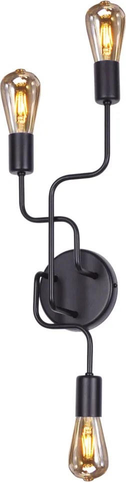 KAJA K-3896 SKADI Fekete Színű Fali Lámpa 3xE27 15W IP20