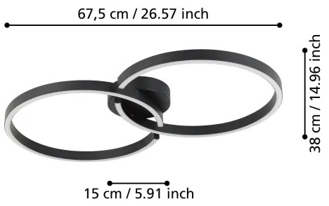 Eglo 900955-LED RGBW Dimmelhető mennyezeti lámpa AMANDOLO 19,5W/230V fekete + távirányító