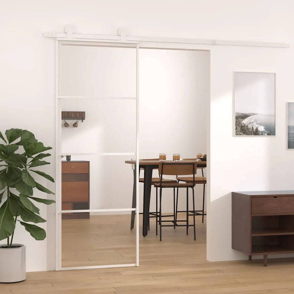 fehér ESG üveg és alumínium tolóajtó 76 x 205 cm