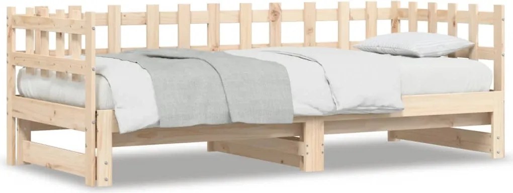 vidaXL tömör fenyőfa kihúzható kanapéágy 2x(80x200) cm