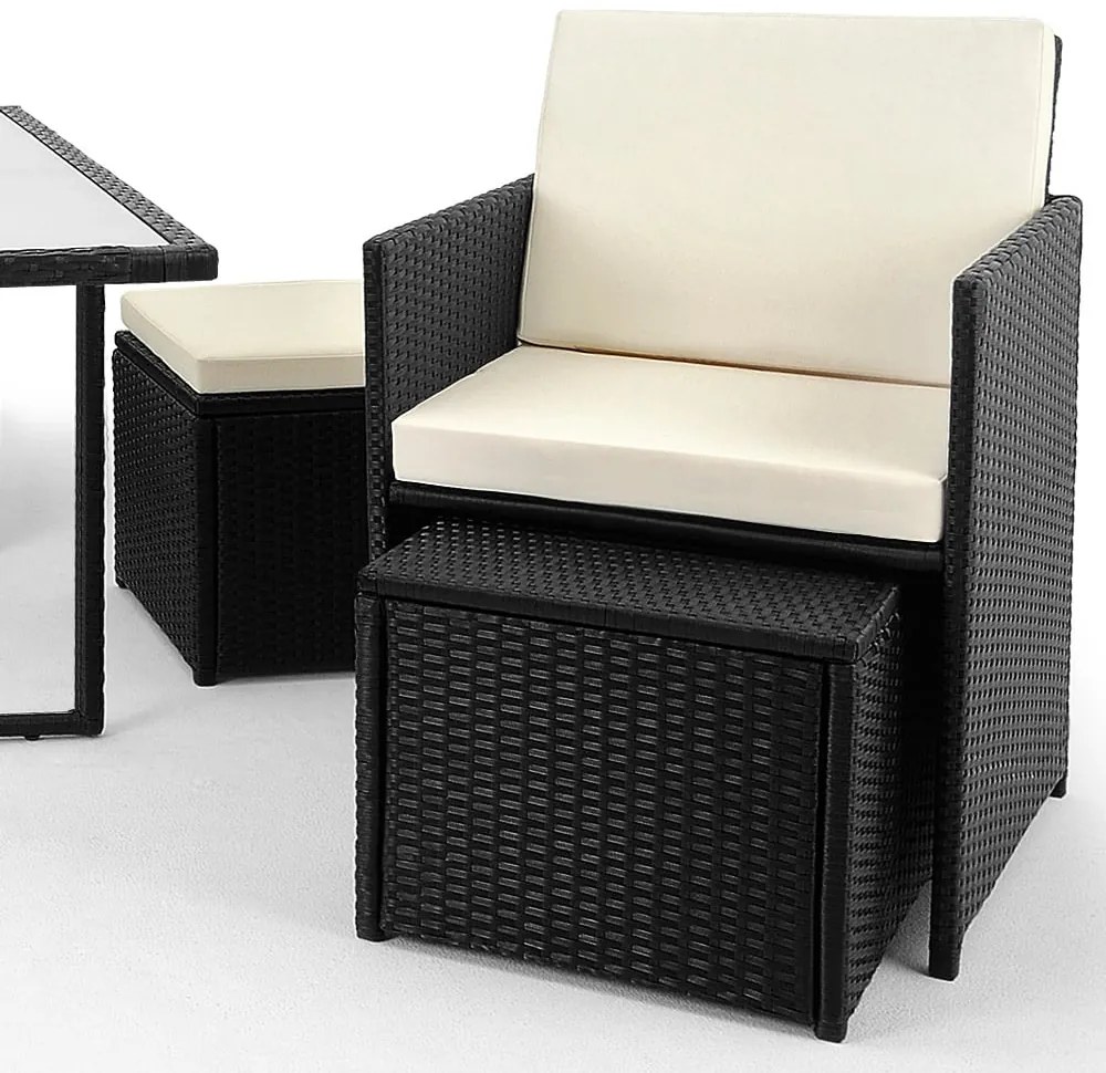 Deuba Kerti rattan szett America 4+4- fekete