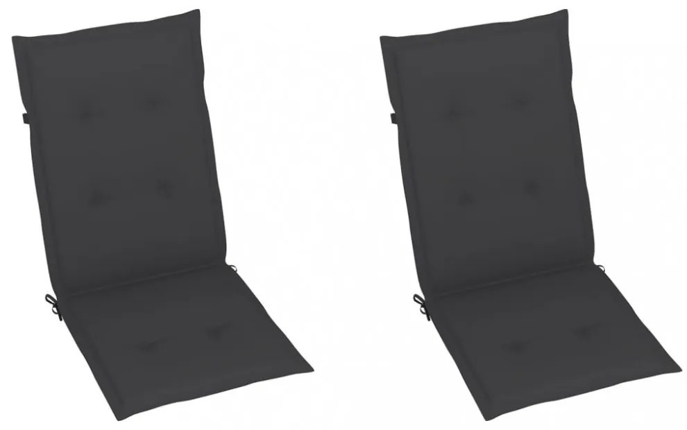 2 db antracit szövet magas háttámlájú székpárna 120x50x3 cm