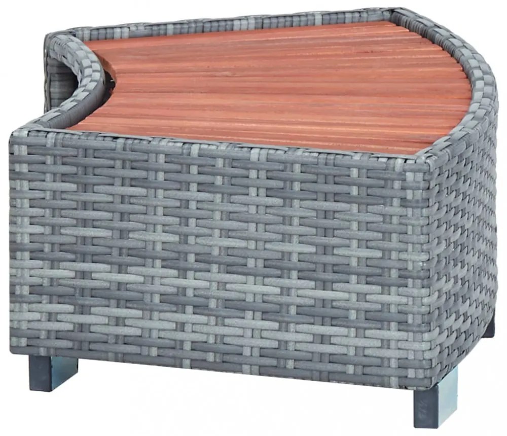 szürke polyrattan spa fellépő 92 x 45 x 25 cm