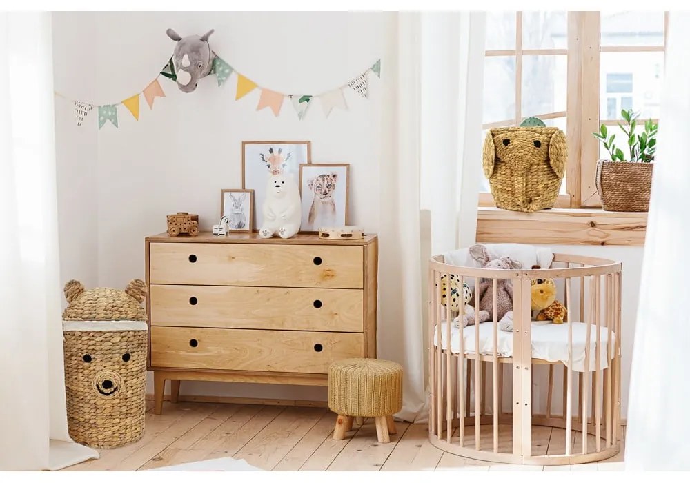 Natúr színű vízijácint játéktároló kosár ø 30x56 cm Bear – Compactor