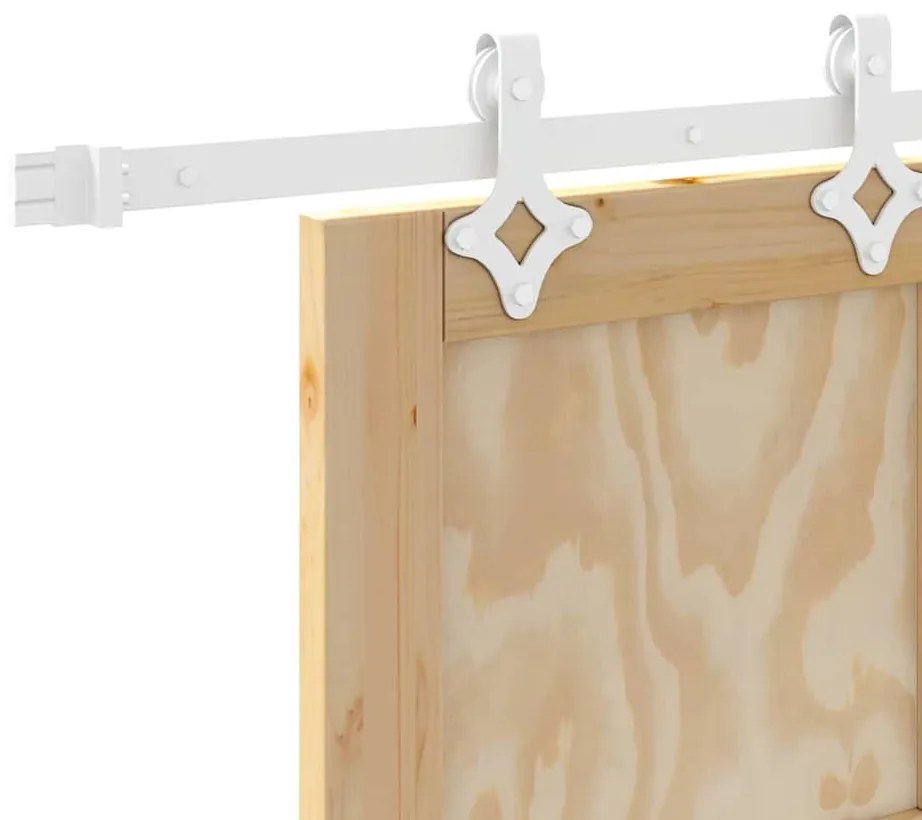 Tolóajtó Természetes és fehér 86 x 211 cm Tömör fenyő és acél