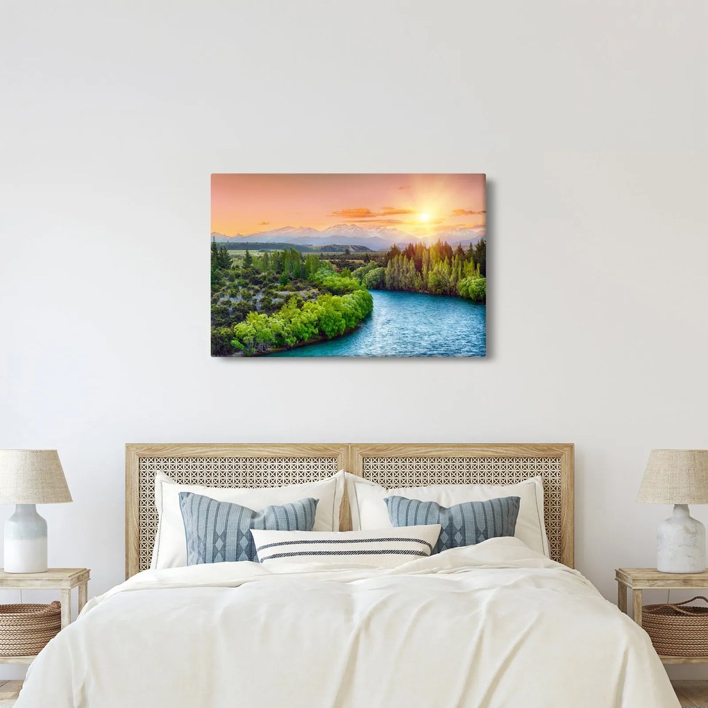 Kép - Erdei hegyvidéki táj (90x60 cm)