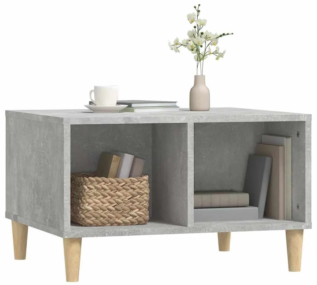 Betonszürke szerelt fa dohányzóasztal 60 x 50 x 36,5 cm