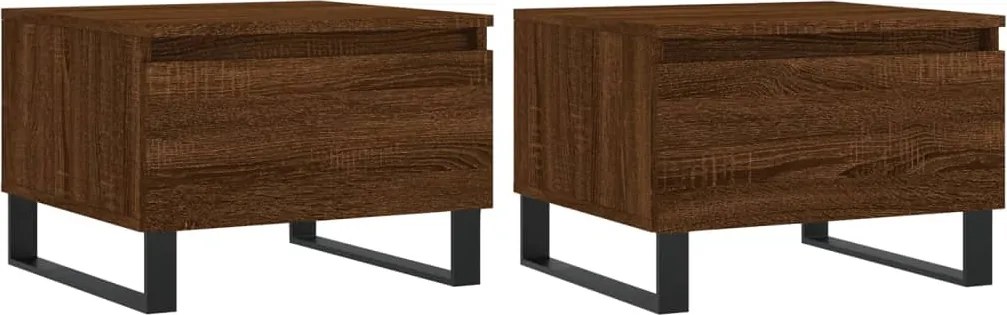 vidaXL 2 db barna tölgyszínű szerelt fa dohányzóasztal 50 x 46 x 35 cm