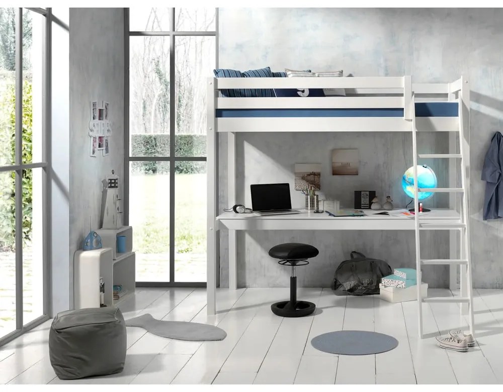 Fehér magasított borovi fenyő gyerekágy 140x200 cm PINO – Vipack