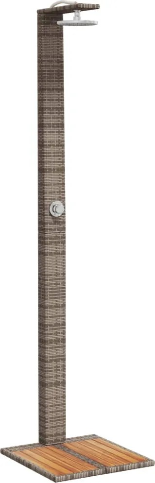 vidaXL szürke polyrattan és akácfa kültéri zuhanyzó 50 x 55 x 224 cm
