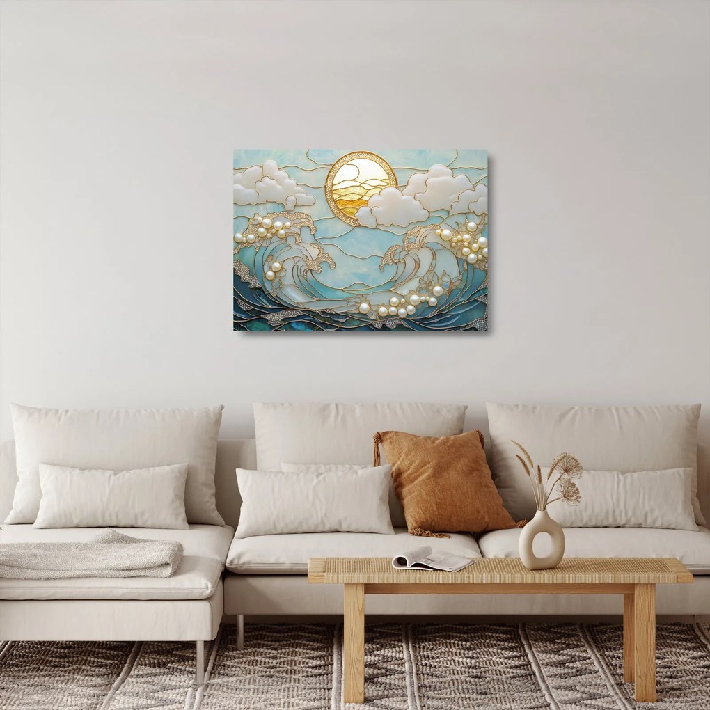 Üveg kép - 3D gyöngyök az óceánban (70x50 cm)
