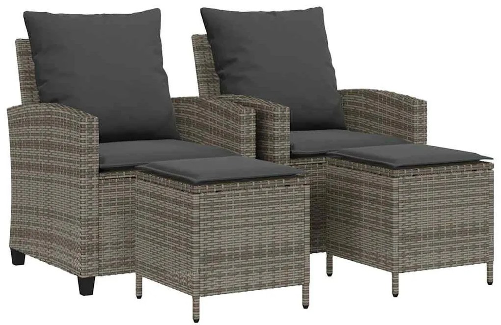 4 részes szürke polyrattan kerti ülőgarnitúra párnákkal