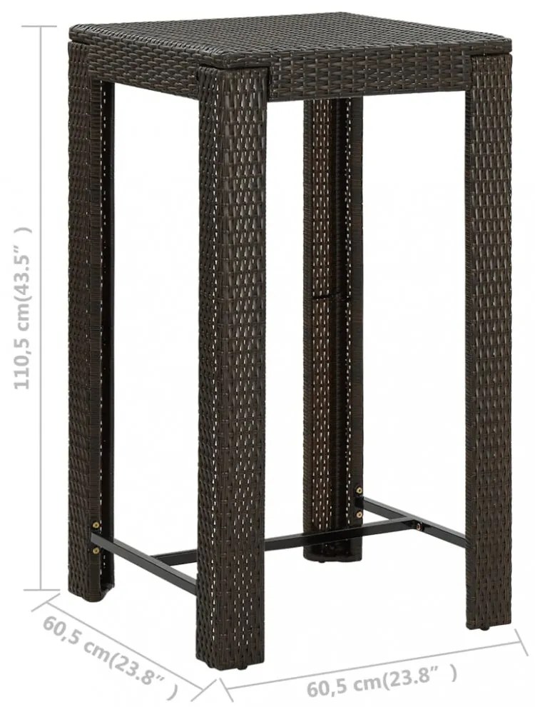 5 részes barna polyrattan kültéri bárszett kartámasszal