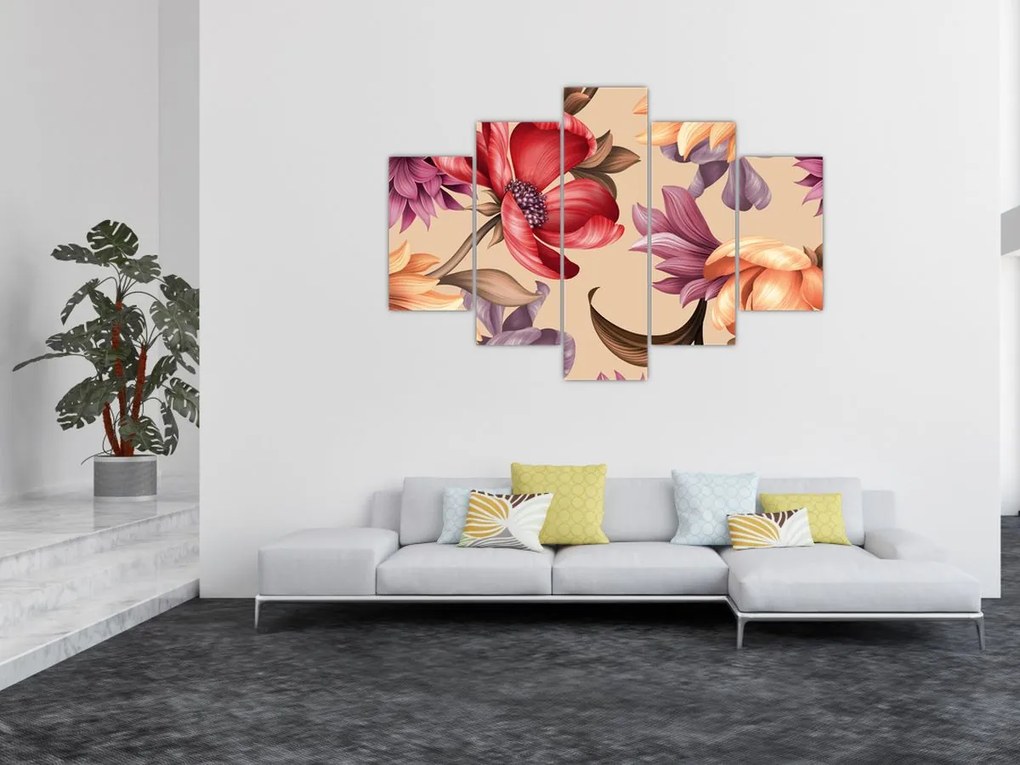 Kép - Vintage virágok (150x105 cm)