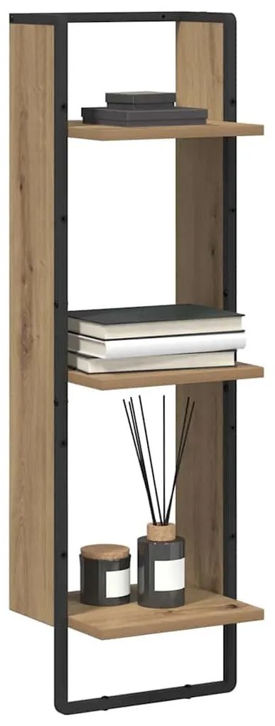 vidaXL Falpolc polcokkal Artisan tölgy 30 x 25 x 100 cm Faanyag