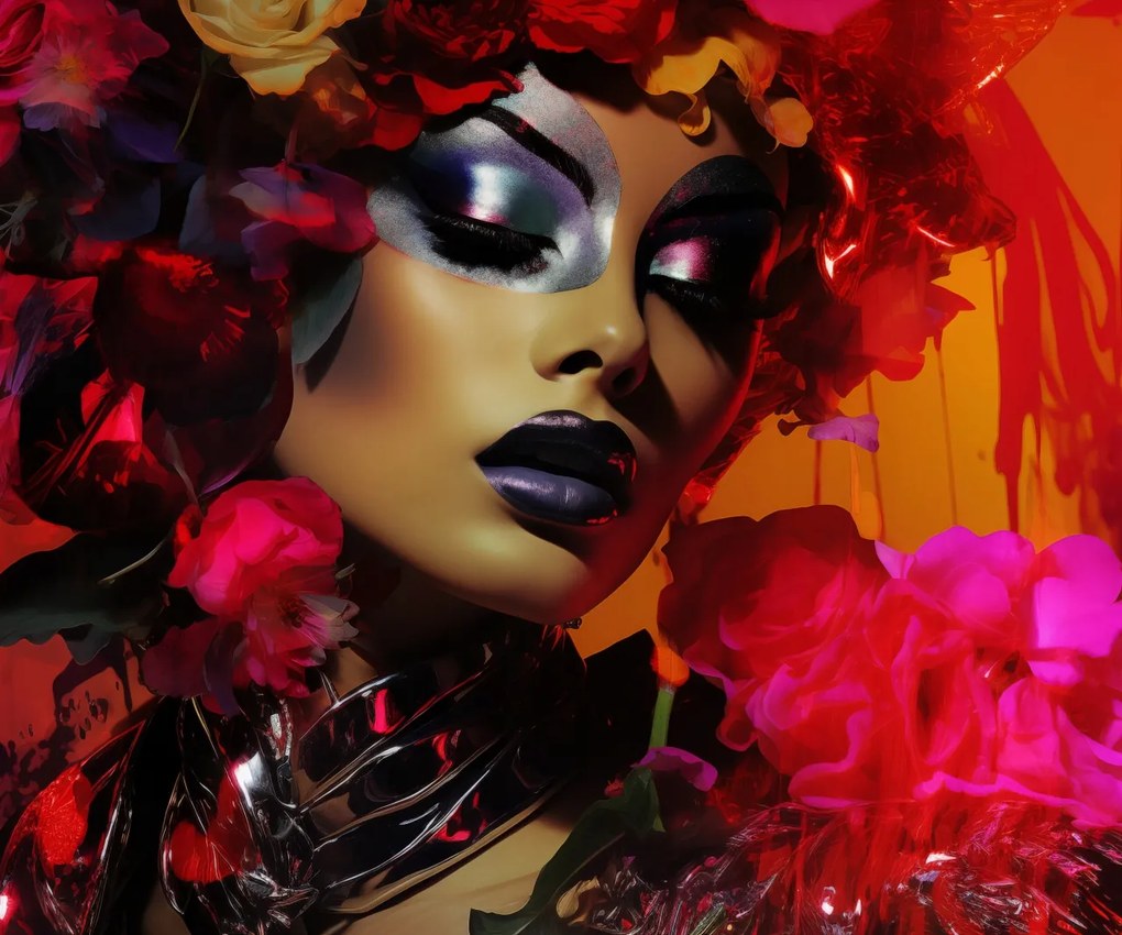 Poszter 60x50cm Virágos díva