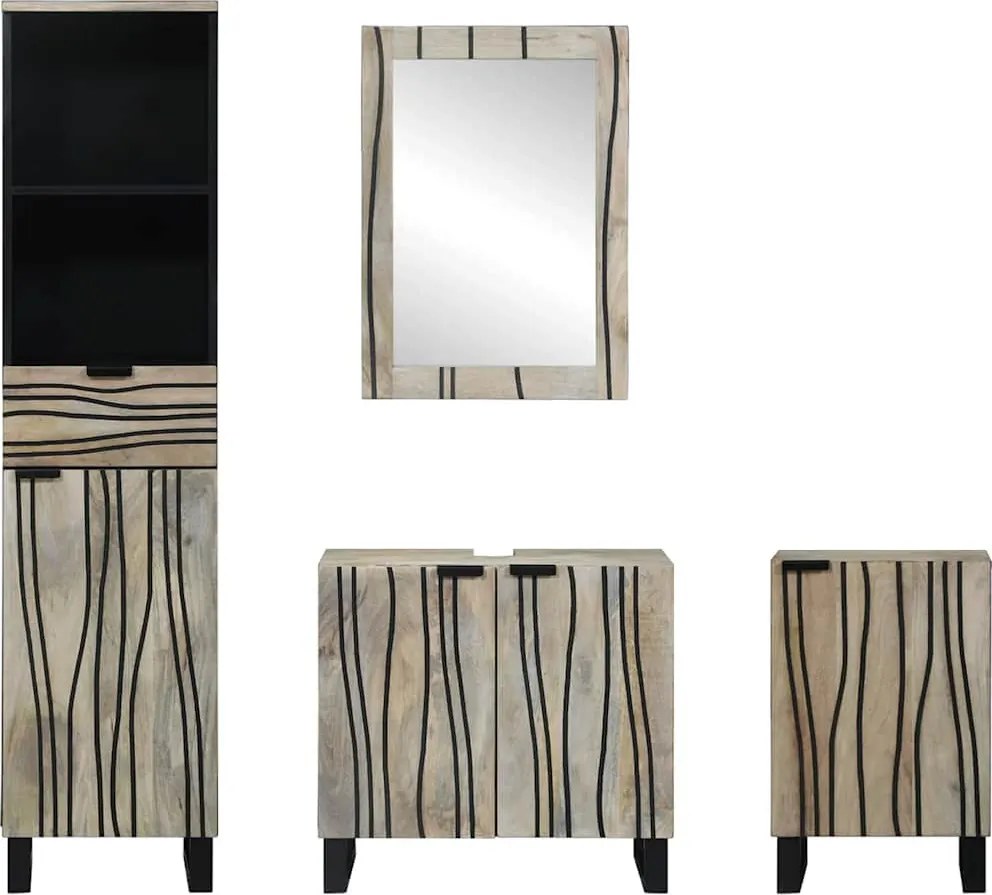 Fürdőszoba bútor szett fiókkal 4 pcs Walnut barna Faanyag