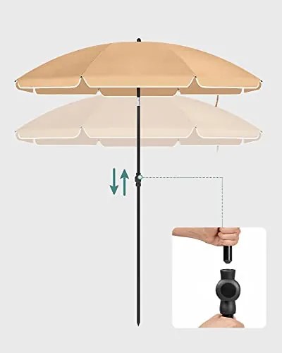 Napernyő 200 cm, UPF 50+ napvédelem, talp nélkül – Taupe