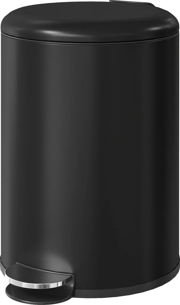HOMCOM 20 L ujjlenyomat-álló fém szemetes, lágyan záródó fedéllel, pedállal és kivehető belső vödörrel — fekete | Aosom
