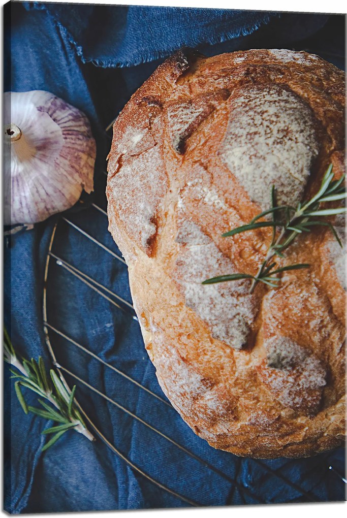 Vászonkép Kenyér Fokhagyma Reggeli Rozmaring Vintage 40x60
