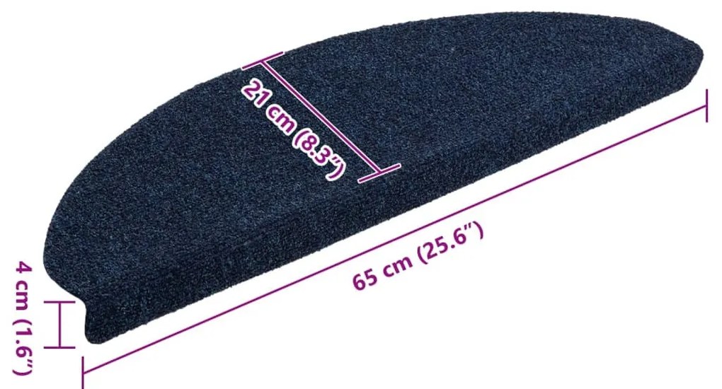 10 db öntapadós lépcsőszőnyeg 65 x 21 x 4 cm sötétkék félkör alakú nagy