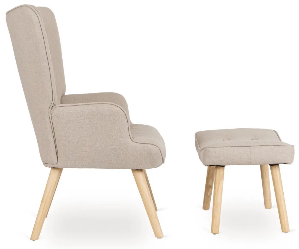 Füles Fotel Lábtartóval Bézs Színben. LOZANO 2