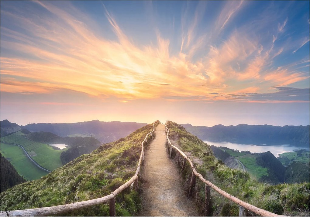 Fotótapéta flizelina Hegyek Naplemente Panoráma Ösvény Kilátás 368x280 +ragasztó