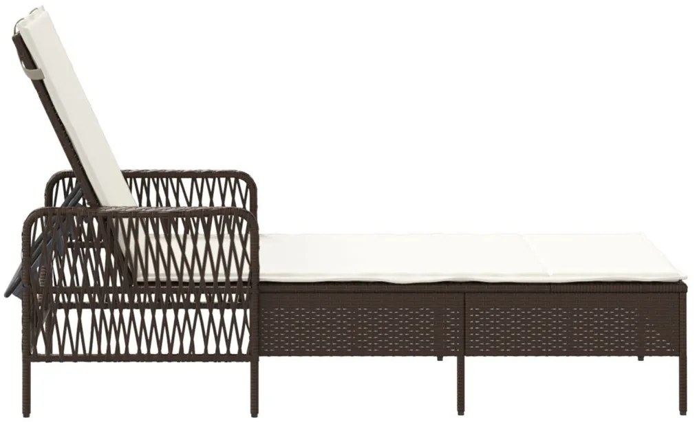 Napágy Barna és krémfehér PE Rattan 157 x 55 x 92 cm
