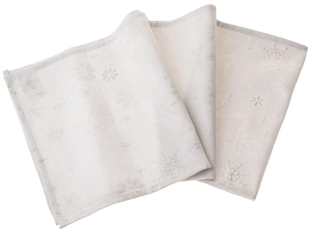 Hópelyhek vízálló karácsonyi asztali futó ezüst, 33 x 140 cm