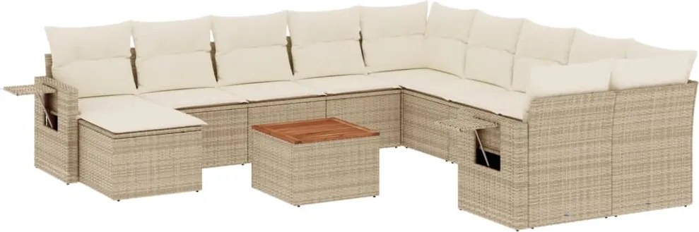 vidaXL 12 részes bézs polyrattan kerti ülőgarnitúra párnákkal