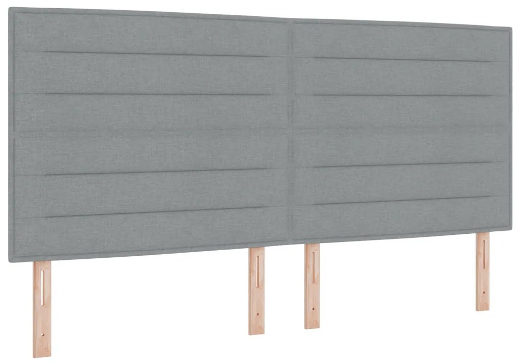 Boxspring Ágy Matraccal és LED Fénnyel Világosszürke 200x200 cm Szövet