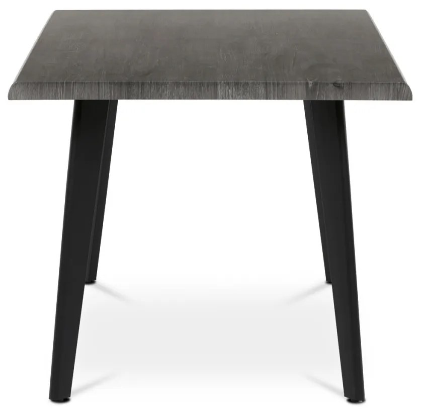 Masă de sufragerie, 160x90x75 cm, blat MDF, decor stejar gri, picioare metalice