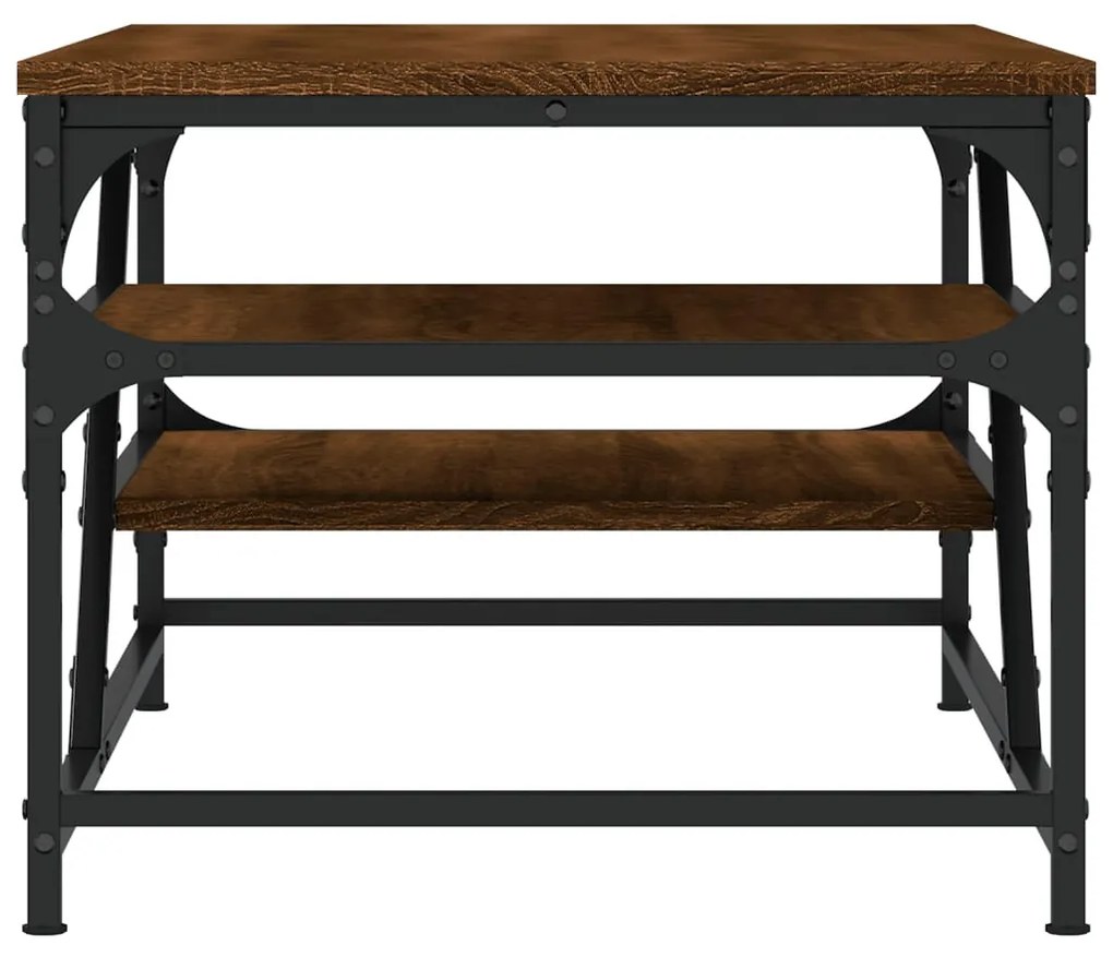 Barna tölgyszínű szerelt fa dohányzóasztal 100 x 49 x 40 cm