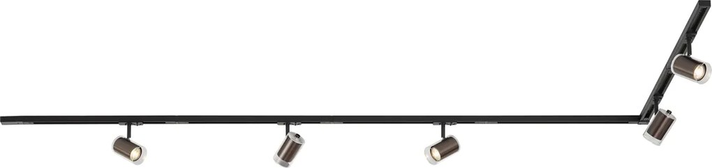 Modern fekete sínrendszer 5 sötét bronz spotlámpával, 1 fázisú - Iconic Lloyd