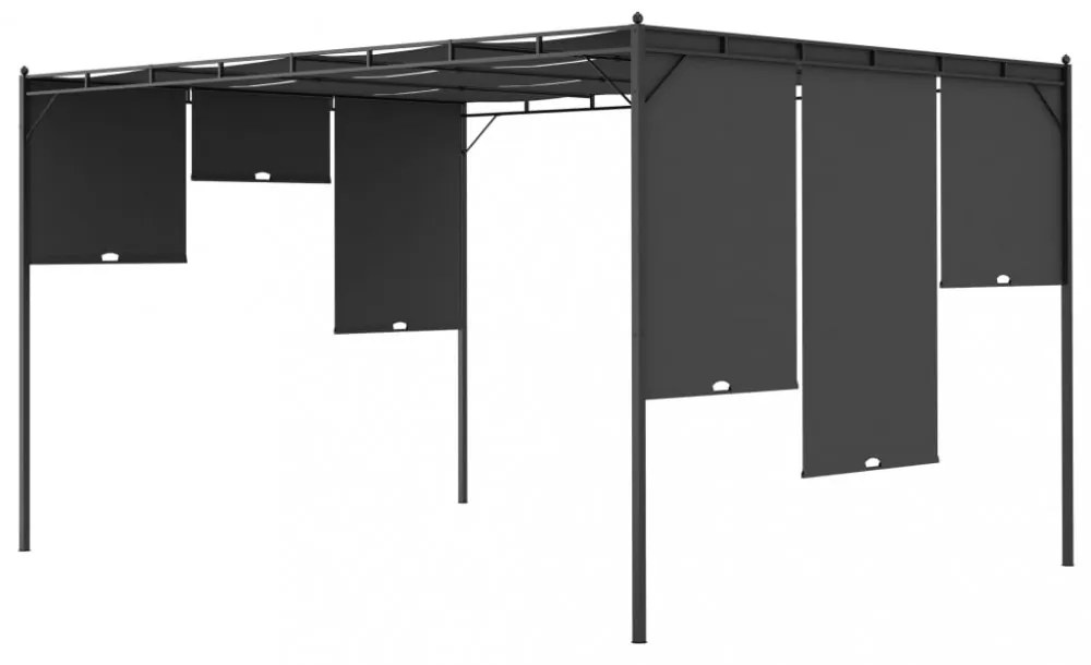 vidaXL antracitszürke kerti pavilon oldalfüggönnyel 4 x 3 x 2,25 m