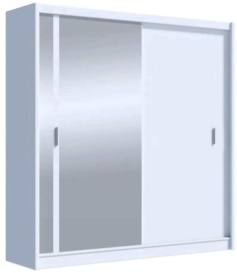 SABRINA gardróbszekrény tükörrel, 203x215 cm, fehér