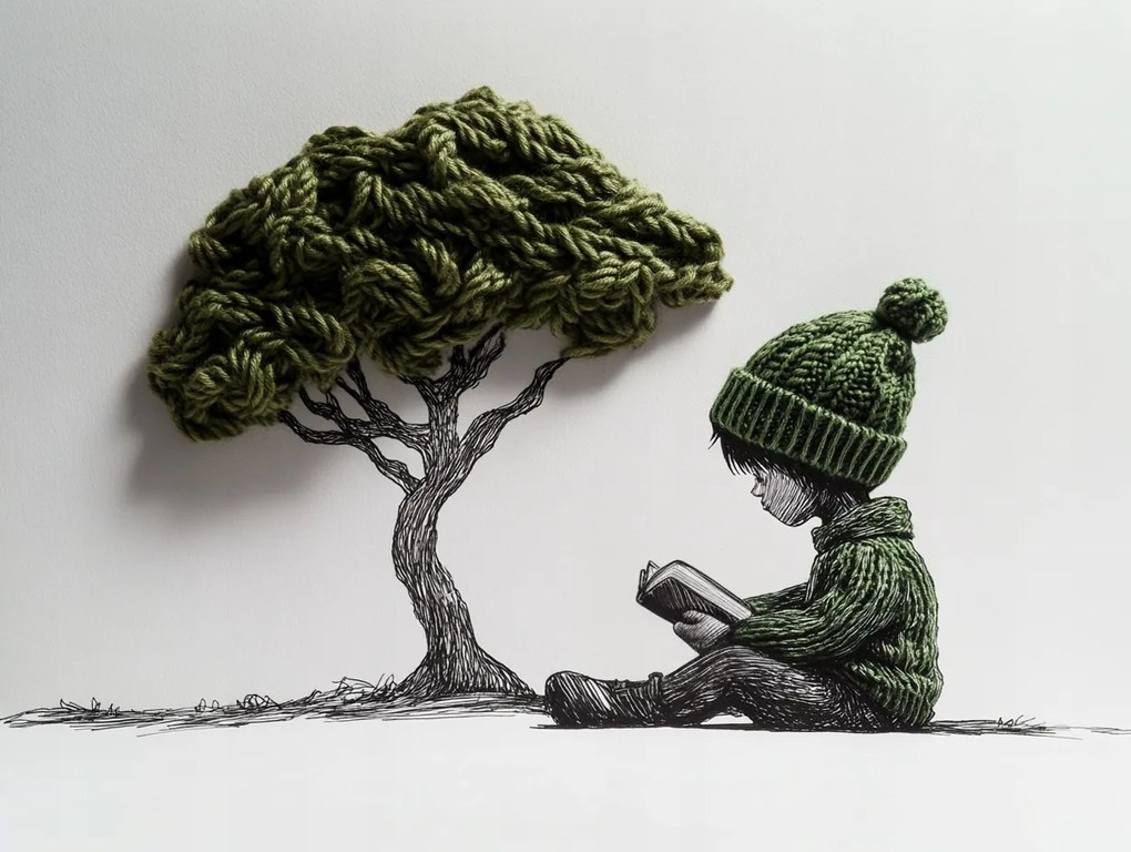 Vászonkép Canvas Gyerek Fiú Fa Könyv 3D Gyapjú 80x60