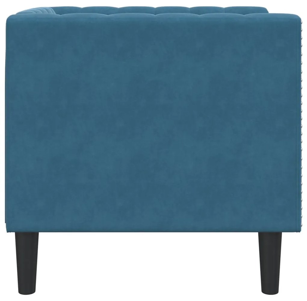 kék bársony Chesterfield kanapéfotel
