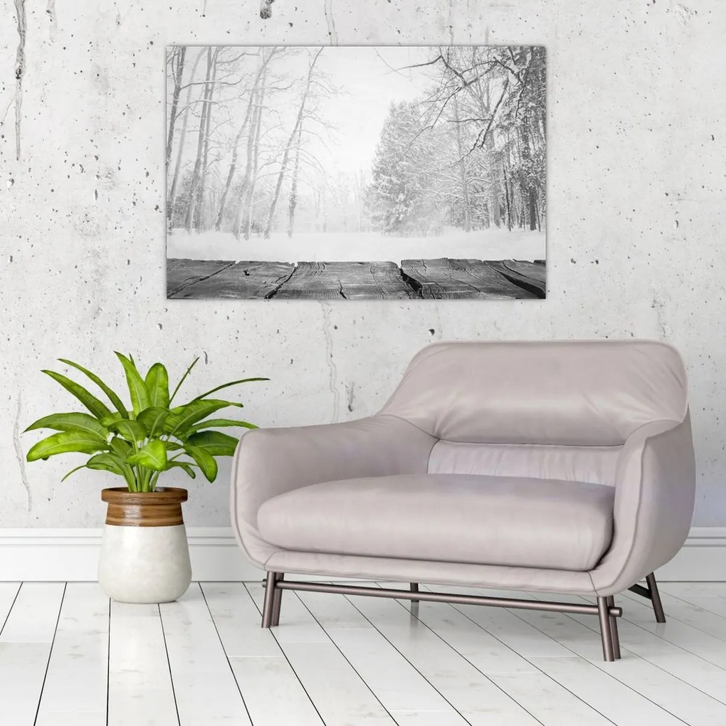 Kép - Fából készült móló télen (90x60 cm)