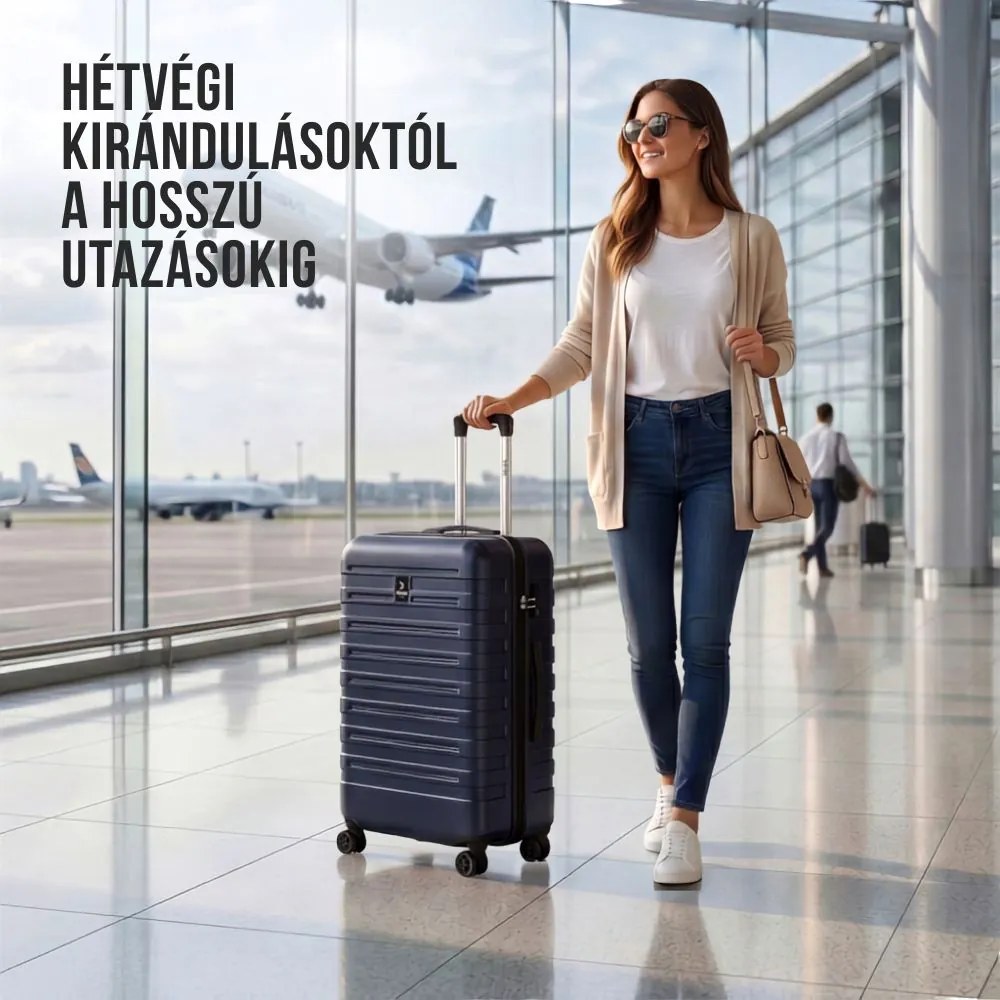 NEW YORK keményfedeles bőröndszett, 3 részes, ABS, sötétkék Deuba