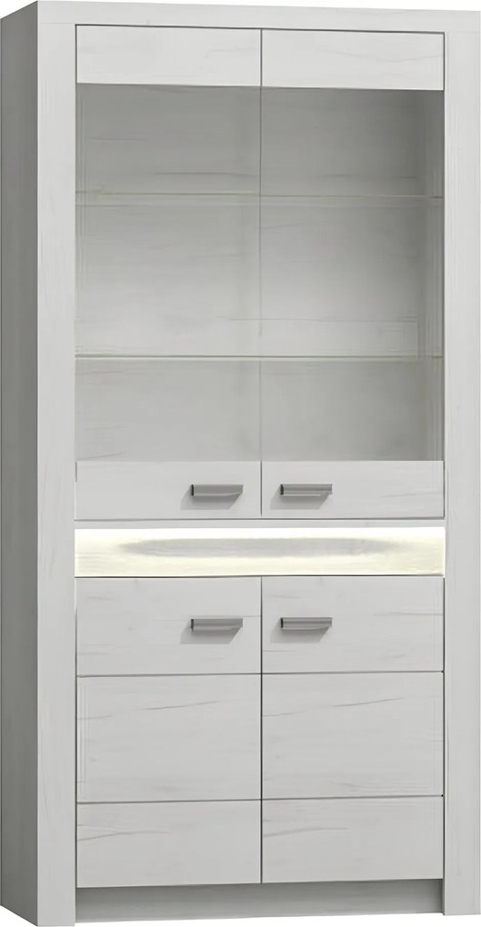 Vitrines szekrény, kőris fehér, INFINITY I-03