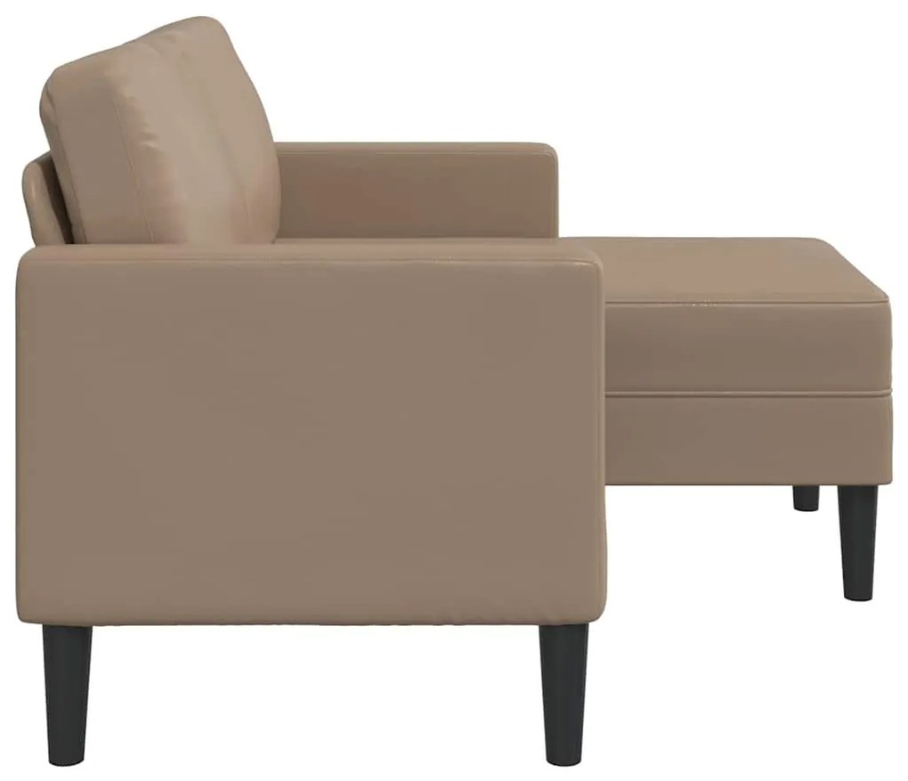 cappuccino műbőr 2 üléses kanapé L-alakú kanapéval 125 cm