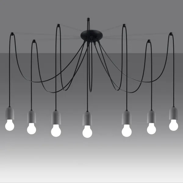 Sollux SL.1162 - Csillár zsinóron NESO 7xE27/15W/230V pók beton