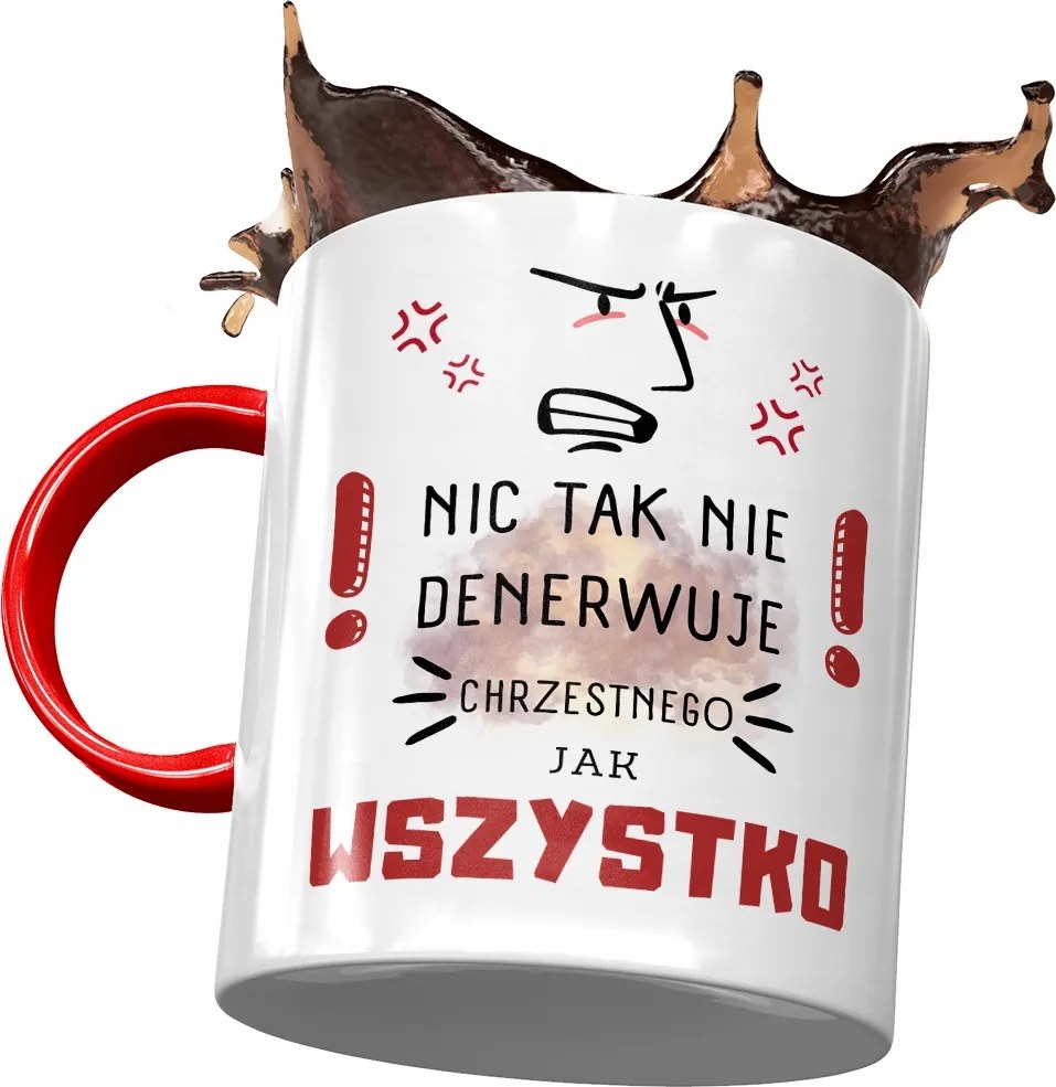 Piros Bögre Keresztelőre Születésnapra Ajándék Nyomtatott Fotóval