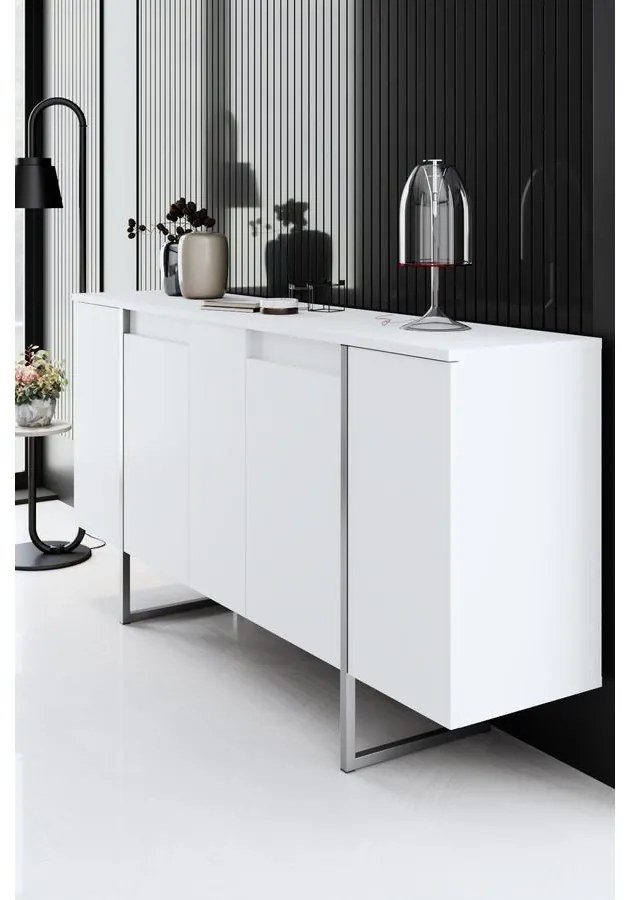 Konzolasztal Luxe - White, Silver