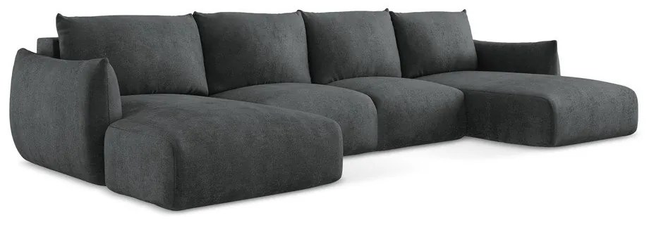 Sötétszürke zsenília kinyitható sarokkanapé (U alakú) Leila – Makamii
