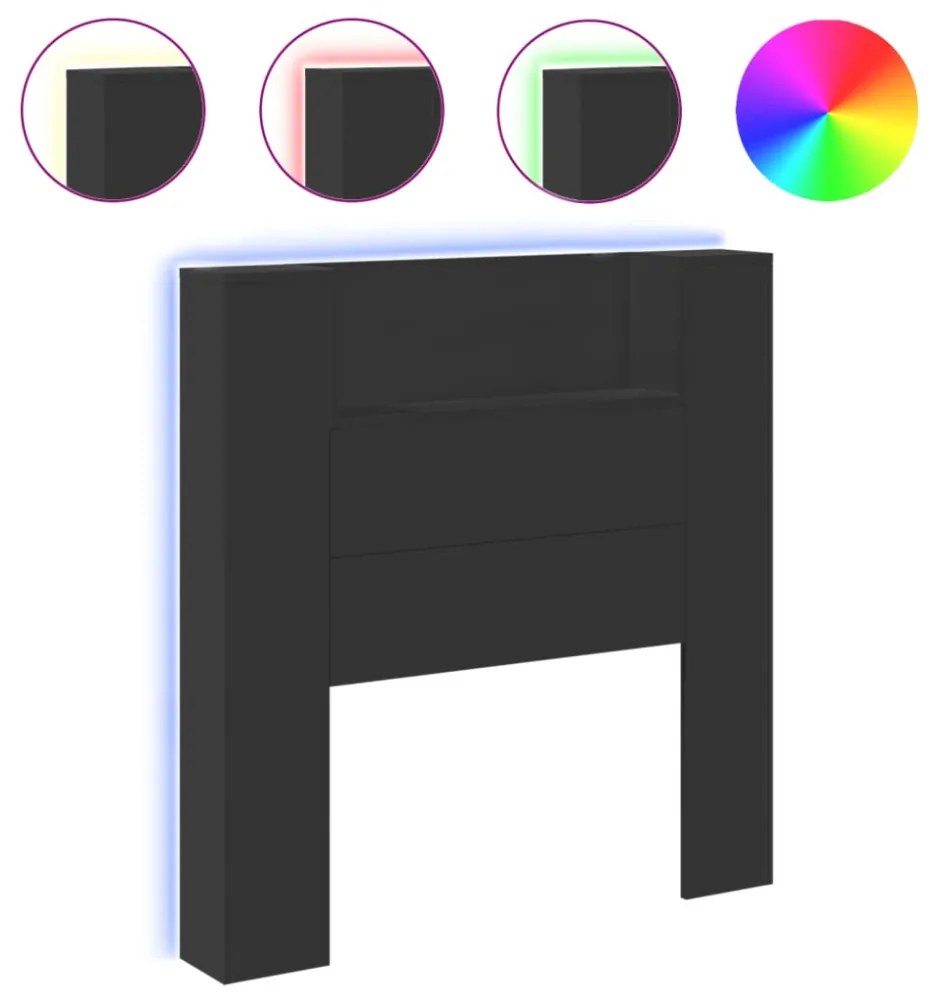 fekete áthidalószekrény LED-világítással 100 x 16,5 x 103,5 cm