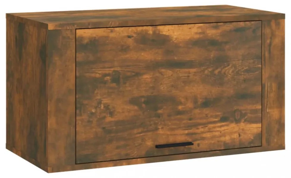 füstös tölgy színű tömör fenyőfa fali cipőszekrény 70x35x38 cm