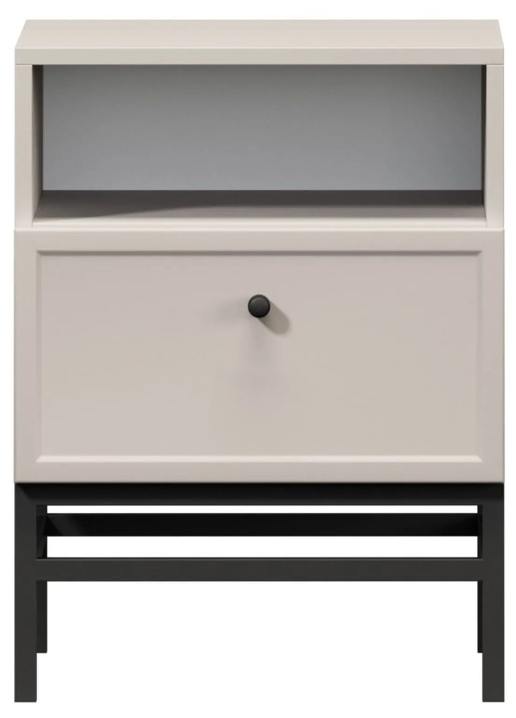 Lorini éjjeliszekrény 45 cm - kasmír / fekete fogantyú / fém lábak