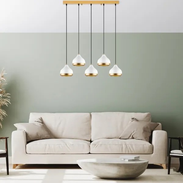 YILDO zsinóros csillár 5xE27/40W/230V fehér/arany